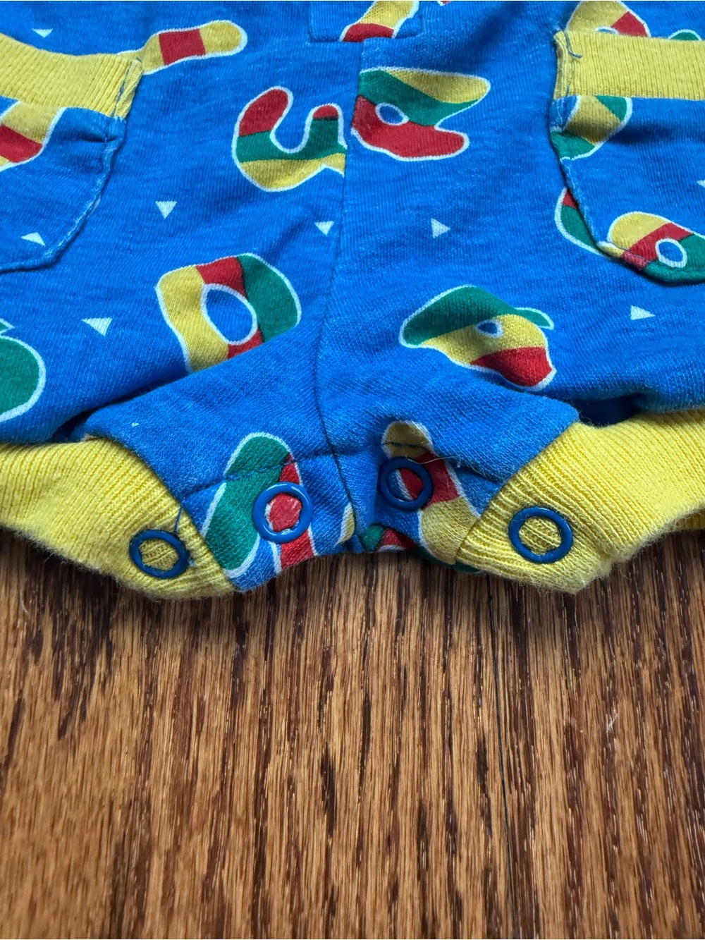 Vintage Bright Blue & Yellow Printed Baby Romper 0-3 Months - Picture 4 of 7